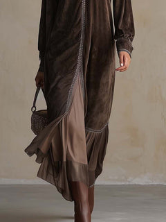 Teresa | Vestido midi holgado en ante sintético